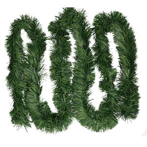 3x Groene kerst decoratie dennenslinger 270 cm   -