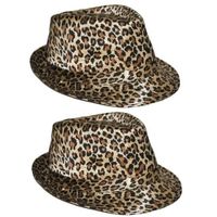 2x Trilby hoedje met luipaard print - thumbnail