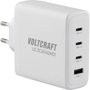 VOLTCRAFT UC-3C1A140W01 USB-oplader 140 W 3x USB-C, 1x USB-A USB PD 3.1 Wit Binnen GaN