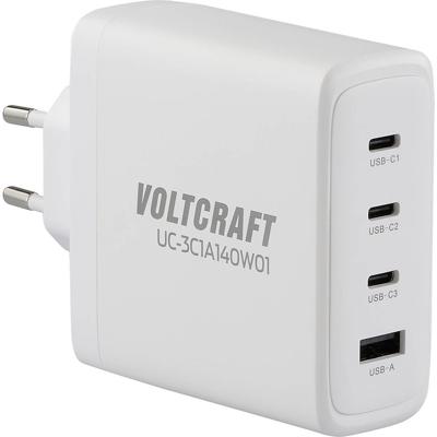 VOLTCRAFT UC-3C1A140W01 USB-oplader 140 W 3x USB-C, 1x USB-A USB PD 3.1 Wit Binnen GaN