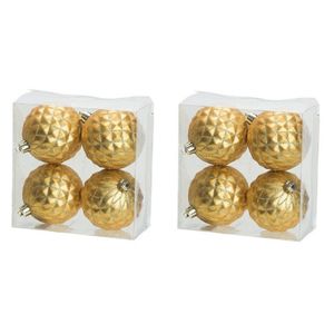 8x Luxe gouden kunststof kerstballen 8 cm kerstboomversiering