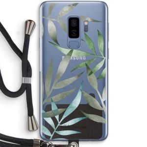 Tropical watercolor leaves: Samsung Galaxy S9 Plus Transparant Hoesje met koord