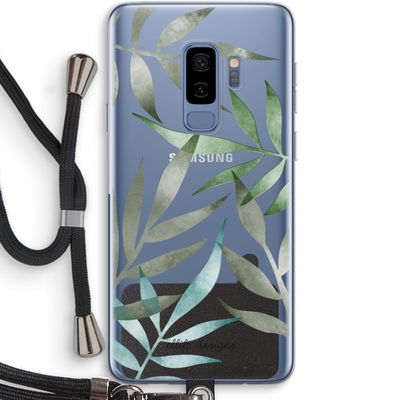 Tropical watercolor leaves: Samsung Galaxy S9 Plus Transparant Hoesje met koord