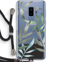 Tropical watercolor leaves: Samsung Galaxy S9 Plus Transparant Hoesje met koord
