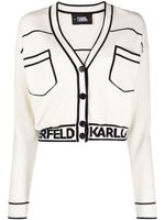 Karl Lagerfeld cardigan à bande logo - Blanc