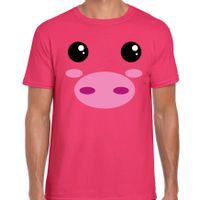 Varken gezicht fun verkleed t-shirt roze voor heren