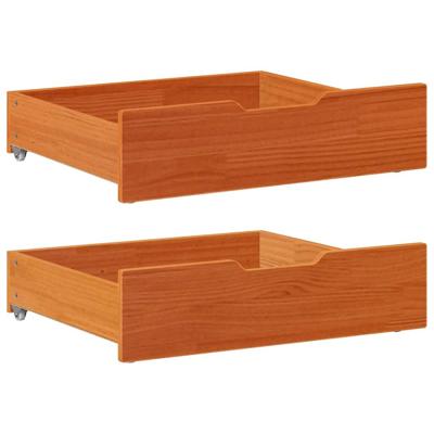 VidaXL Bedlades 2 st 75x55x17 massief grenenhout wasbruin