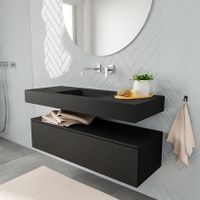 Mondiaz Alan badmeubel 120 cm urban 1 lade vrijhangend wastafel midden zonder kraangat zwart Mondiaz Alan badmeubel 120 cm urban 1 lade vrijhangend wastafel midden zonder kraangat zwart
