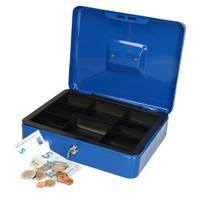 Geldkistje/kluisje - blauw - met slot - 30 cm - geld veilig opbergen