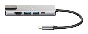 D-Link DUB-M520 laptop dock & poortreplicator Bedraad Thunderbolt 3 Aluminium, Zwart