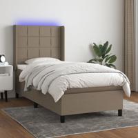 Boxspring met matras en LED stof taupe 90x190 cm