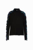 Slim fit T-shirt met tule - BLACK - XL