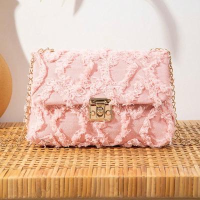 Bon&Bon Pattern Small Square Bag - Chain Strap Crossbody Handbag Pink