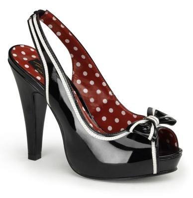 Bettie Peep Toe Shoes Black/White with Bow-36 (NL) / 3 (UK) | 35% korting