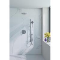 Fortifura Calvi Inbouw Regendoucheset - rond - thermostatisch - wandarm - glijstang - 25cm hoofddouche - ronde handdouche - metalen slang - Geborsteld RVS PVD (RVS) SW542645/SW706208/SW720554/SW720561/SW1159493/SW76