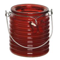 Citronella kaars - in windlicht - rood - 20 branduren - citrusgeur