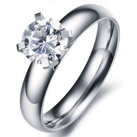 Dames ring Edelstaal Zilverkleurig LGT Jewels Round Crystal - thumbnail