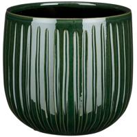 Mica Decorations Plantenpot - keramiek - donkergroen glans/ribbels - D21xH19 cm - bloempot Mica Decorations Plantenpot - keramiek - donkergroen glans/ribbels - D21xH19 cm - bloempot