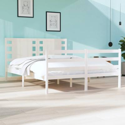 Bedframe zonder matras massief grenenhout wit 120x190 cm