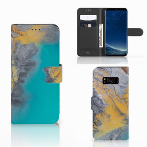 Samsung Galaxy S8 Bookcase Marble Blue Gold