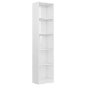 The Living Store Boekenkast - Hout - 40 x 24 x 175 cm - Hoogglans wit