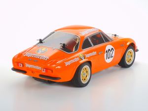 Tamiya 1:10 RC auto Elektro Racewagen Renault Alpine 110 Jägermeister Oranje Brushed Bouwpakket