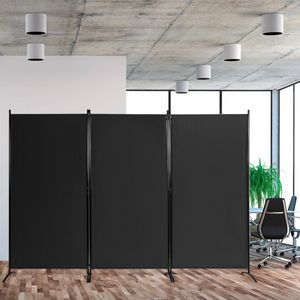 3-Paneel Houten Kamerverdeler 260 x 183cm Inklapbaar Privéscherm voor Thuis Kantoor Badkamer Slaapkamer Zwart/Grijs/Gebroken Wit/Bruin