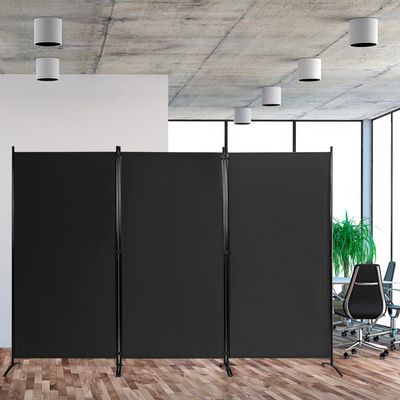 3-Paneel Houten Kamerverdeler 260 x 183cm Inklapbaar Privéscherm voor Thuis Kantoor Badkamer Slaapkamer Zwart/Grijs/Gebroken Wit/Bruin