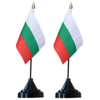 Vlag Bulgarije tafelvlaggetjes - 6x stuks - 10 x 15 cm vlag - met zwarte standaard - versiering