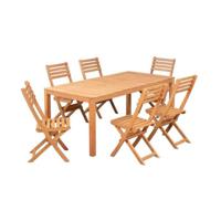 Tuinset 6 personen - Eucalyptus FSC - Tafel 180 x 80 cm + 6 klapstoelen - thumbnail