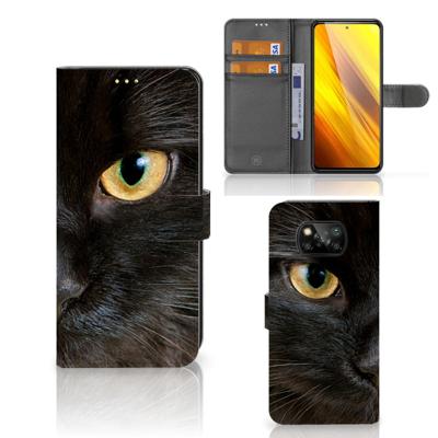 Xiaomi Poco X3 | Poco X3 Pro | Telefoonhoesje | Met pasjeshouder | Zwarte Kat