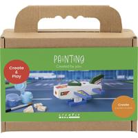 Creativ Company Mini hobbyset schilderen, vliegtuig, blauw/groen harmonie, 1 doos