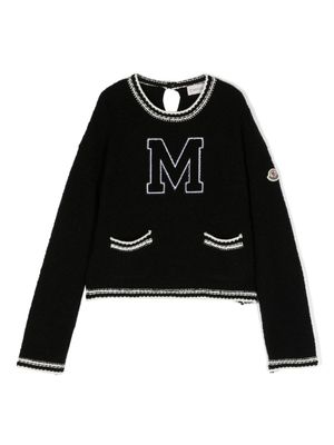 Moncler Enfant pull en maille à patch logo - Noir