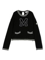 Moncler Enfant pull en maille à patch logo - Noir - thumbnail