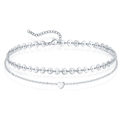 Pailetten Enkelband Heart - Zilver