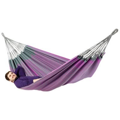 Tweepersoons hangmat - 350x160cm - Paars - 160kg draagkracht- 100% katoen - binnen & buiten