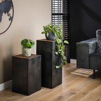 LifestyleFurn Bloemenzuil Raft - Robuust hardhout - Vierkant