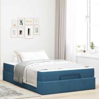 Bedframe met matras met opslag Blauw 120 x 200 cm Fluweel