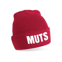 Muts/beanie met grappige tekst - one size - unisex - rood One size  -