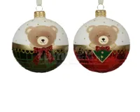 Kerstbal Glas Teddybeer Ø8cm Assorti 1st