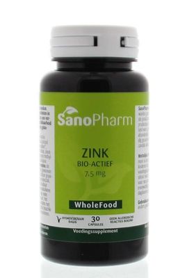 Sanopharm Zink 7.5mg WholeFood (30 caps)