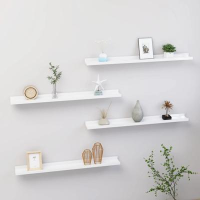 Wandschappen 4 st 80x9x3 cm hoogglans wit
