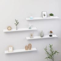 Wandschappen 4 st 80x9x3 cm hoogglans wit