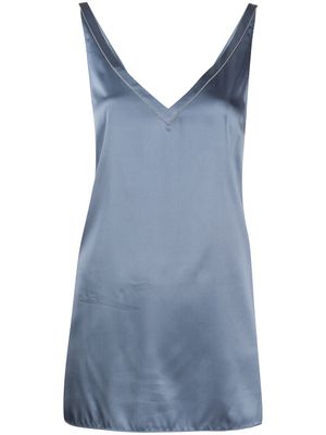 Brunello Cucinelli top sans manches à effet métallisé - Bleu