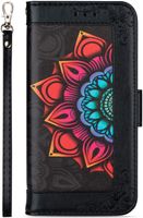 iPhone 13 Pro hoesje - Bookcase - Koord - Pasjeshouder - Portemonnee - Mandalapatroon - Kunstleer - Zwart