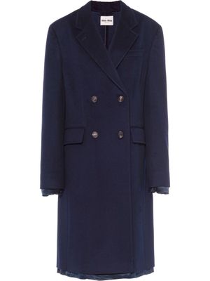 Miu Miu manteau croisé en laine - Bleu
