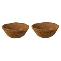 Voorgevormde inlegvel - 2x stuks - kokos - 35 cm - voor hanging basket - kokosinleggers