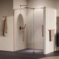 BRAUER Stellar Nisdeur - 2-delig - 160x200cm - draaideur - glascoating - omkeerbaar - helder glas - geborsteld goud PVD GS-SRN1H160200GK