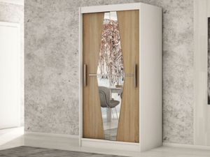 Kast BOLIVAR 2 schuifdeuren 100 cm wit/sonoma