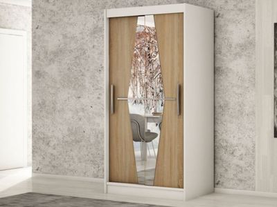 Kast BOLIVAR 2 schuifdeuren 100 cm wit/sonoma